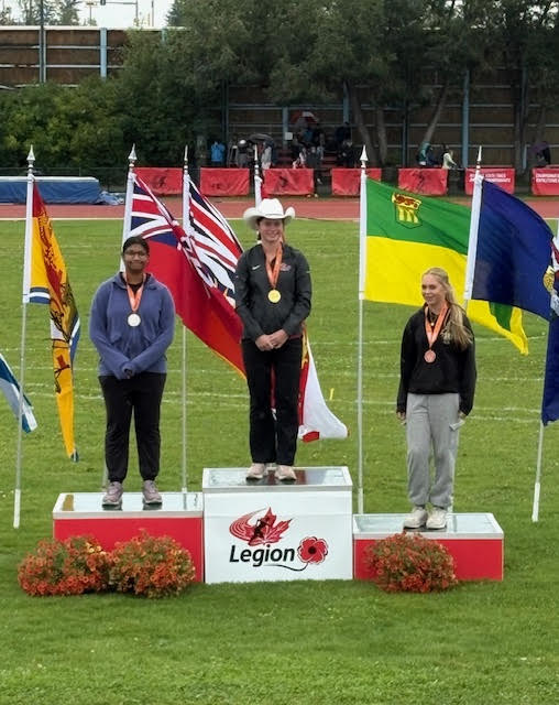 Club Rapide athlete on the podium receiving a gold medal, 2025